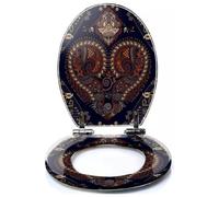 Colored Toilet Seat with Slow Close, Ornamental Round Floral lace Pattern kaleidos Floral Pattern Resin Toilet Seats, Easy to Install, Easy to Clean Heavy Duty Deluxe Toilet Seat
