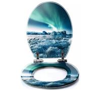 Colored Toilet Seat with Slow Close, Peaceful Fishing Lake Canoe Sunrise Resin Toilet Seats, Easy to Install, Easy to Clean Heavy Duty Deluxe Toilet Seat, pattern3