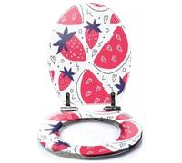 Colored Toilet Seat with Slow Close, red Strawberries dot Polka Seamless Pattern Colorful Strawberry Resin Toilet Seats, Easy to Install, Easy to Clean Heavy Duty Deluxe Toilet Seat