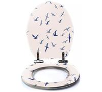 Colored Toilet Seat with Slow Close, Seamless Exotic Tropical Pattern Leaves Fruits Flowers Birds Resin Toilet Seats, Easy to Install, Easy to Clean Heavy Duty Deluxe Toilet Seat