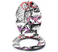 Colored Toilet Seat with Slow Close, Seamless Exotic Tropical Pattern Leaves Fruits Flowers Birds Resin Toilet Seats, Easy to Install, Easy to Clean Heavy Duty Deluxe Toilet Seat
