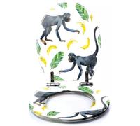Colored Toilet Seat with Slow Close, Seamless Pattern A Cute Monkey Exotic Fruits Watercolor Hand Painted Resin Toilet Seats, Easy to Install, Easy to Clean Heavy Duty Deluxe Toilet Seat
