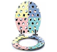 Colored Toilet Seat with Slow Close, Seamless Pattern Simple Geometric Shapes Resin Toilet Seats, Easy to Install, Easy to Clean Heavy Duty Deluxe Toilet Seat