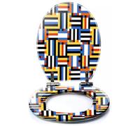 Colored Toilet Seat with Slow Close, Striped Colorful Seamless Geometric Pattern Resin Toilet Seats, Easy to Install, Easy to Clean Heavy Duty Deluxe Toilet Seat