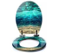 Colored Toilet Seat with Slow Close, Teal Blue Stained Glass Sea Turtle Art Mosaic Shell Resin Toilet Seats, Easy to Install, Easy to Clean Heavy Duty Deluxe Toilet Seat, pattern7