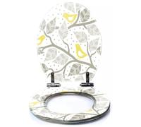 Colored Toilet Seat with Slow Close, Tropical Seamless Pattern Watercolor Tropic Drawing Rose Bird Greenery Resin Toilet Seats, Easy to Install, Easy to Clean Heavy Duty Deluxe Toilet Seat