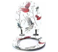 Colored Toilet Seat with Slow Close, Tropical Seamless Pattern Watercolor Tropic Drawing Rose Bird Greenery Resin Toilet Seats, Easy to Install, Easy to Clean Heavy Duty Deluxe Toilet Seat