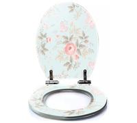 Colored Toilet Seat with Slow Close, Worn Out Antique Seamless Round Cross Dot Line e Flower Ideal for Resin Toilet Seats, Easy to Install, Easy to Clean Heavy Duty Deluxe Toilet Seat
