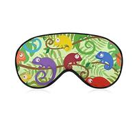 Colored Tropical Chameleons Eye Mask with Adjustable Strap for Men and Women Night Sleeping Travel Nap