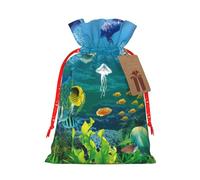 Colored Undersea World Print Drawstring Bags Burlap Gifts Bag With Drawstring Gift Bags For Wedding/Party/Festival/Storage