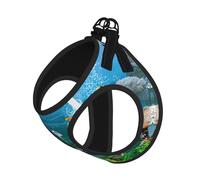 Colored Undersea World Printing Dog Summer Harness With Leash Set,Adjustable And Reflective Step-In Puppy Pet Vest Harnesses
