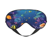 Colored Undersea World Sleep Mask for Women & Men - Double-Sided Eye Mask with Adjustable Strap, Soft Silky Feel, Light-Blocking & Breathable for Travel, Nap, Shift Work, Yoga