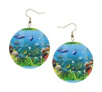 Colored Undersea World Trendy Leather Earrings For Women Dangle 1 Pair Lightweight Printed Piercing Earrings Jewelry Gifts For Women Girls