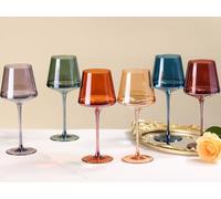 Colored Wine Glasses Set of 6-16oz Hand Blown Crystal Colorful Wine Glasses with Long Stem, Multicolor Wine Glass for Wine Lovers, Wedding, Mother's Day Gifts for Women