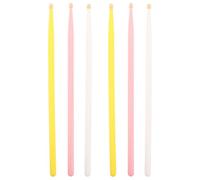 Colored Wood Drumsticks 5a 3 Pairs for Drums Beginners Musicians | Pink White Yellow Set, Practice Sessions and Studio Work, Comfort Grip Design, Rich Sound, Versatile Rhythm Switching