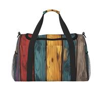 Colored Wooden Board Print Ample Space Travel Duffle Bag Carry On Tote 19.7x13x10.2 in Stylish Tote for Gym