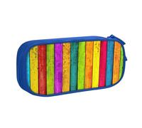 Colored Wooden Board Print Pencil Pouch Storage Cosmetics Art Tools Supplies Students Teachers Versatile Use
