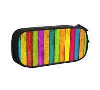 Colored Wooden Board Print Pencil Pouch Storage Cosmetics Art Tools Supplies Students Teachers Versatile Use
