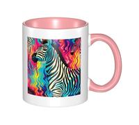 Colored Zebra Dual Color Ceramic Coffee Mug 330ml - Classic Tea Cup, Gift Mug, Microwave Safe, Office and Home Drinkware