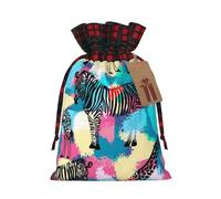 Colored Zebra Print Christmas Drawstring Gift Bags Large Xmas Present Storage Bag