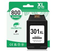COLORETTO 301 XL Black Ink Cartridge for HP Envy 5530 5532 4500