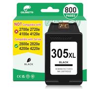 COLORETTO 305 Black Ink Cartridge for HP 305 XL Compatible with Deskjet 2810e 2820e 2800e 4220e 4200e 4222e Envy 6000e 6020e 6032e 6222e for HP Printer Ink 305XL Replacement