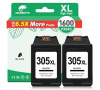 COLORETTO 305 Ink Cartridge for HP 305 XL Black Compatible with Deskjet 2810e 2820e Envy 6020e 6022e 6032e Deskjet 4220e 4222e 4200e 2800e Printer Ink for 305XL Replacement twin pack