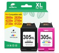 COLORETTO 305 Ink Cartridges Black and Colour for Envy 6020e 6032e 6022e 6000e for HP 305 XL Printer Ink Replacement for Envy Pro 6420e 6430e 6432e 6452 (2 pack)