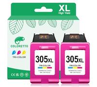 COLORETTO 305 Ink Cartridges Colour Compatible with HP Deskjet 2810e 2820e 2800e 4220e 2800e 4222e 2710e 2720e 4130e 4120e Envy 6032e 6020e 6000e 6022e 6432e 305XL for HP 305 Printer Ink Replacement