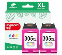 COLORETTO 305 Ink Cartridges Colour Compatible with HP Deskjet 2810e 2820e 4220e 2800e 4222e 2710e Envy 6032e 6020e 6000e 6022e 6432e 305XL for HP 305 Printer Ink colour Replacement 2 pack