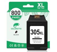 COLORETTO 305 XL Black Ink Cartridge for HP Deskjet 2810e 4220e Envy 6000e