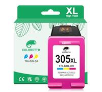 COLORETTO 305 XL Colour for HP DeskJet 2820e Ink Cartridges Replacement for Deskjet 2810e 2800e 4220e 4222e 2720e 2722e 2700e 4130e 4120e Envy 6032e 6020e 6000e Envy Pro 6420 6430 DeskJet Plus 4122