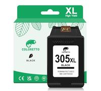 COLORETTO 305XL for HP 305 Black Ink Cartridges for Envy 6000e 6032e 6020e 6022e Deskjet 2300 2320 1210 Envy Pro 6420 6430 6432 for HP 305 Ink Cartridge Replacement