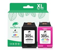 COLORETTO 305XL for HP DeskJet 2820e Ink Cartridge Replacement Deskjet 2800e 2810e 2710e 2720e 4220e 4222e Envy 6032e 6000 6020e 305 XL all in one printer ink Black and Colour