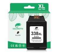 COLORETTO 338XL Black for HP 338 XL Black for Photosmart 2575 Ink Cartridge Replacement 2575v 2610 2710 2713 8150 Deskjet 460c 5740 6540 6840 6623 6830 Officejet 6200 6205 6210 4212 hp338
