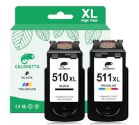COLORETTO 510 XL 511 XL for Canon PG-510XL CL-511XL for MP270 Ink Cartridge Replacement MP272 MP499 IP2700 MX350 MX410 MP260 MP280 MP230 for 512 513 Black and Colour