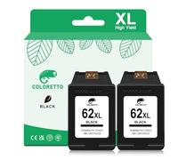 COLORETTO 62XL for HP 62 XL Black Ink Cartridges Envy 5546 5540 5544 5541 5644 7640 5547 Officejet 250 5740 5470 200c High Yield 62 Printer Ink Replacement Black 2 Pack
