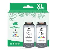 COLORETTO PG-40XL CL-41XL for Canon 40 XL 41 XL for MP140 MP150 MP160 MP170 MP180 iP1700 iP1800 iP1880 iP1900 iP2200 iP2400 iP2500 iP2580 iP2600 MX300 MX310 Ink Cartridge Replacement Black and Colour