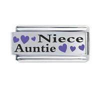 Colorev Auntie & Niece with Purple Heart Superlink Colorev Italian Charm - Compatable with all 9mm Italian Style Charm Bracelets