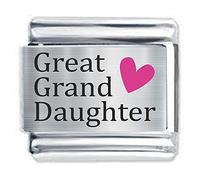 Colorev - Great Grand Daughter Heart Pink Italian Charm - Compatable with all 9mm Italian Style Charms