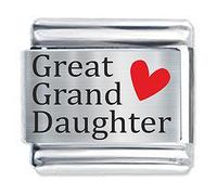 Colorev - Great Grand Daughter Heart Red Italian Charm - Compatable with all 9mm Italian Style Charms