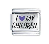 Colorev I Heart My Children In Purple - Compatable with all 9mm Italian Style Charm Bracelets