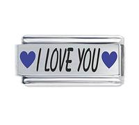 Colorev -I Love you with Blue Heart Superlink compatible with all 9mm Italian Style Charm bracelets.