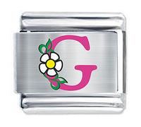 Colorev - PINK DAISY LETTER G - Compatible with all 9mm Italian Style Charm Bracelets