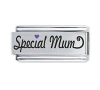Colorev Special Mum with Purple Heart Superlink Colorev Italian Charm - Compatable with all 9mm Italian Style Charm Bracelets