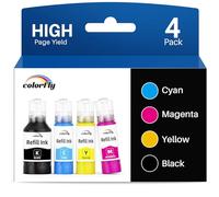 colorfly 104 Ink Compatible with Epson Multipack 104 102 EcoTank for EcoTank ET-2710 ET-2711 ET-2715 ET-2720 ET-2726 ET-2700 ET-2750 ET-2756 ET-2810 ET-37 0000 UND- 3 750 ET-4700 ET-4750