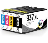 colorfly 937XL 937e (with Chip) Ink Cartridges Compatible with HP 937XL 937E 937 HP Officejet Pro 9110b 9120b 9130b 9720 9730 (4 Pack)