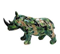 Colorful 10.2 x 6.4 Inch Rhino Statue, Cute Resin Rhino Figurine for Desk & Shelf Decor, Home & Office Decoration, Living Room & Bedroom Tabletop Ornament, Gift for Rhino Lovers (B, One Size)