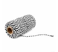 Colorful 100m Cotton Rope for DIY Crafts, Home Textile Projects, Wedding Wrapping and Macrame Design (01 Black + White)
