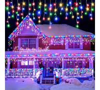 (Colorful, 10M) Solar-Powered LED Icicle String Lights with Remote Control